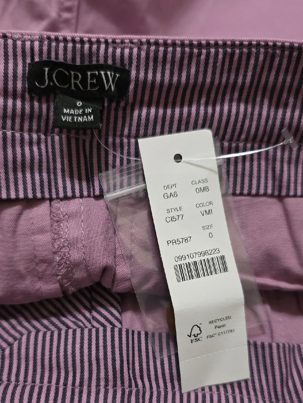 J. Crew heritage chino short in Violet Mist Size 0 NWT
